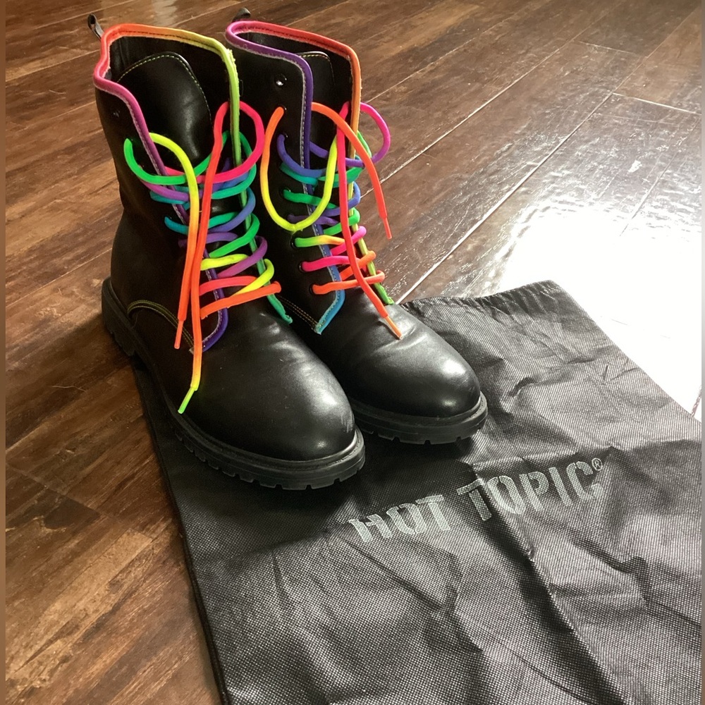 Rainbow Lace Combat Boots Size 10